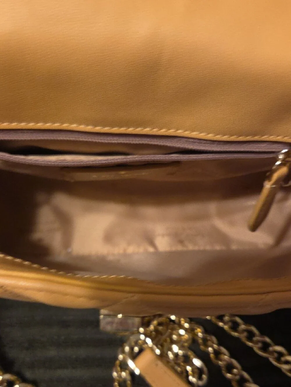 kate spade Quilted Shoulder Bag in Camel Tan with Gold Hardware